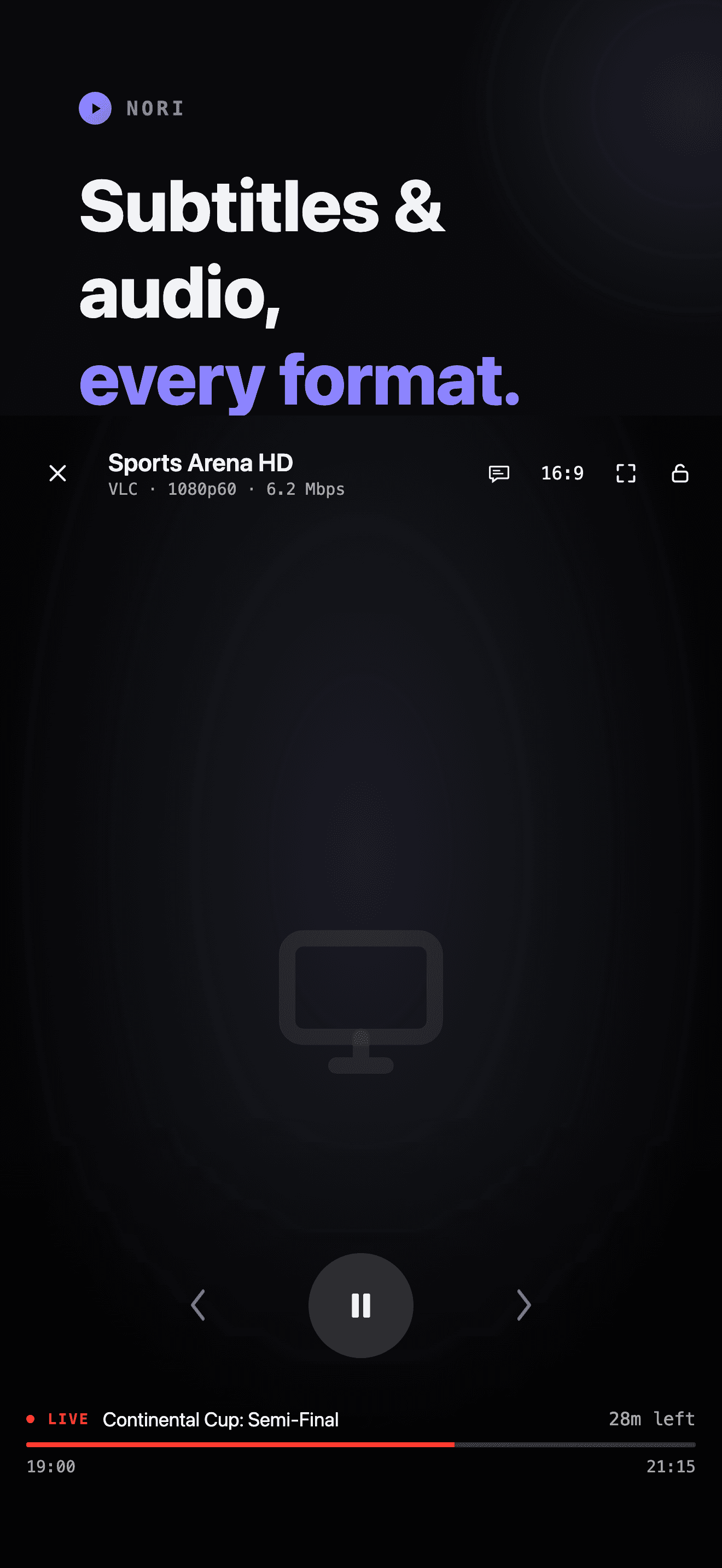 Nori's live player screen